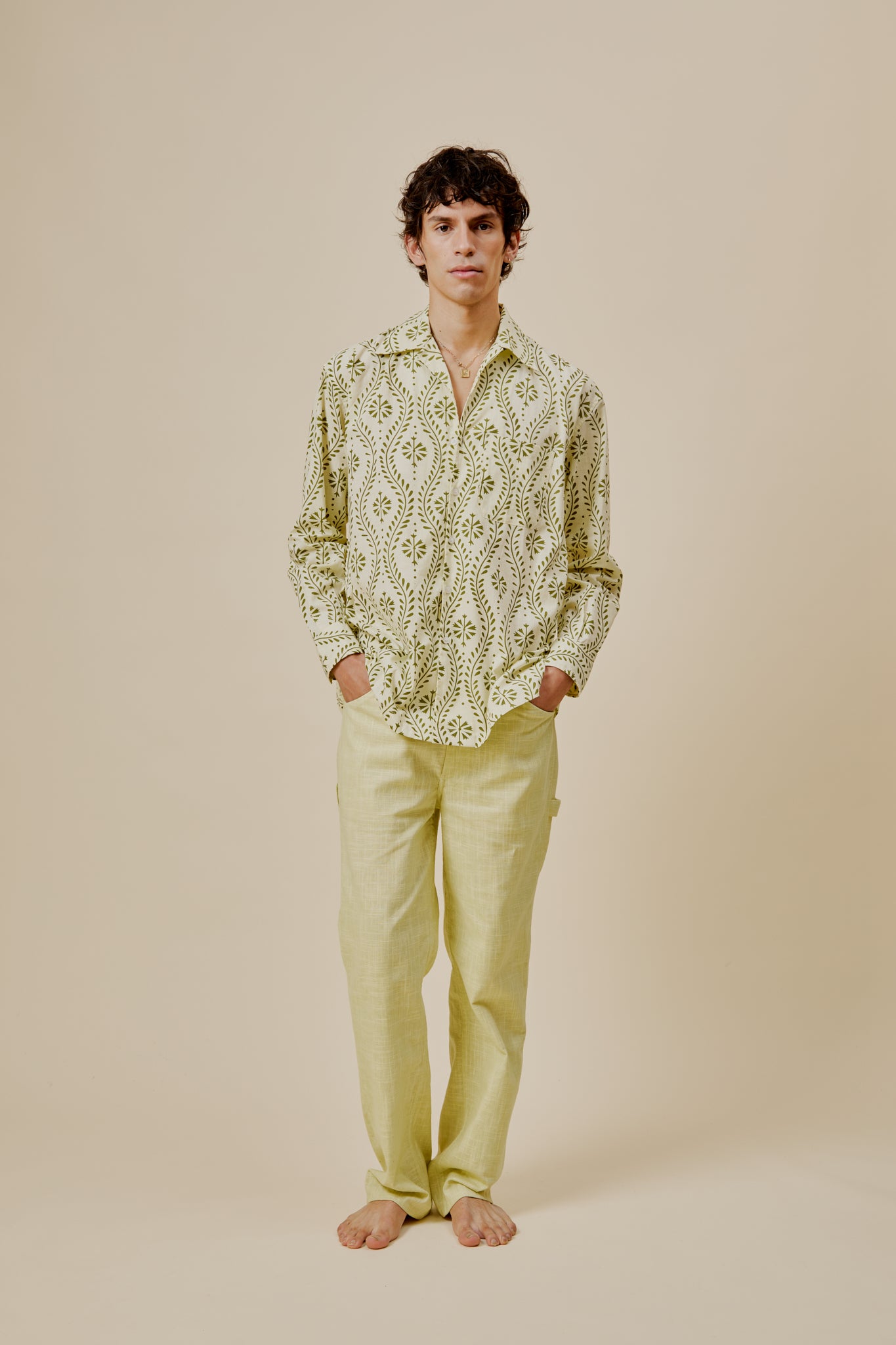 Harry Shirt Green Flower Swirl