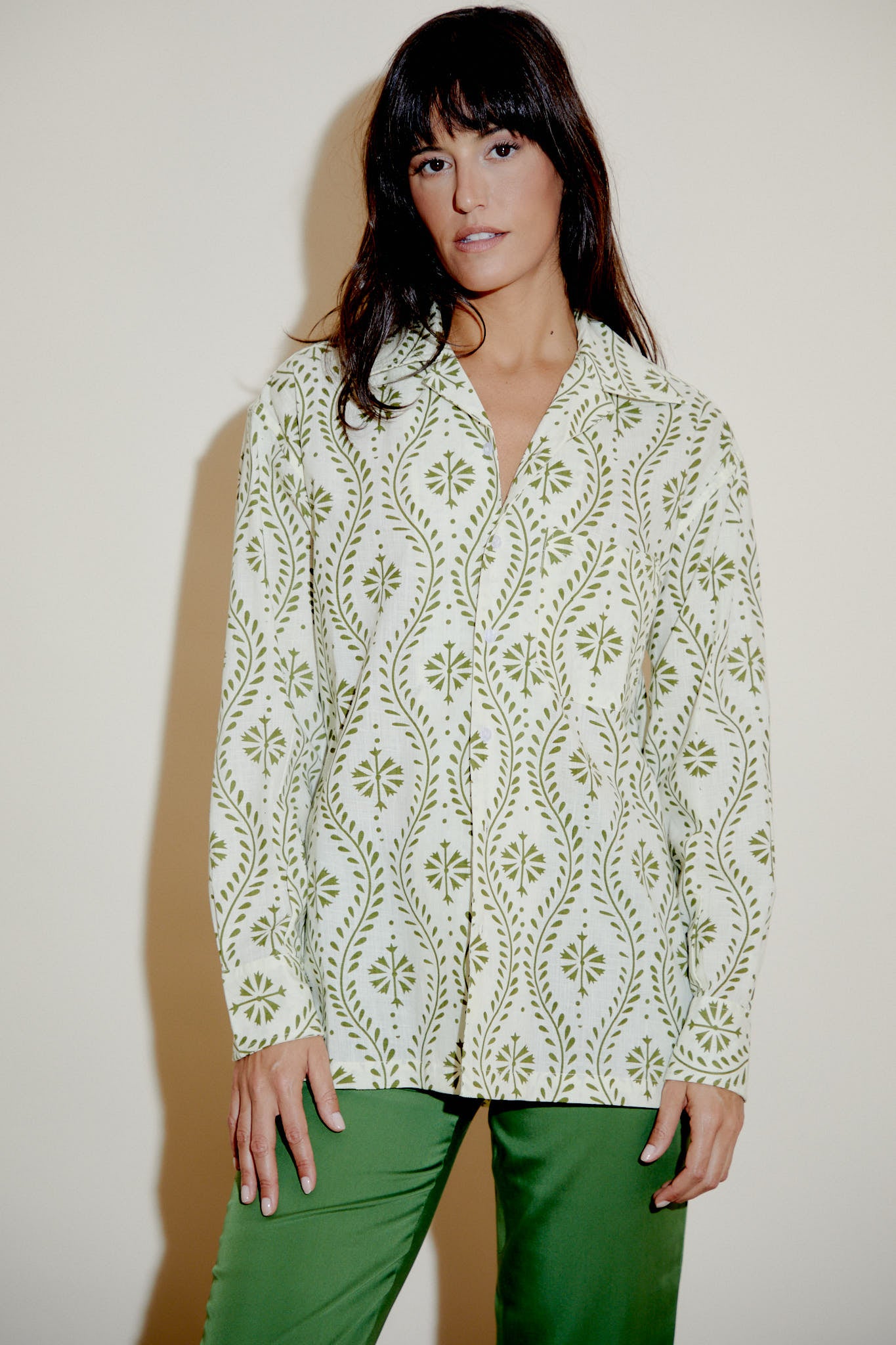 Harry Shirt Green Flower Swirl