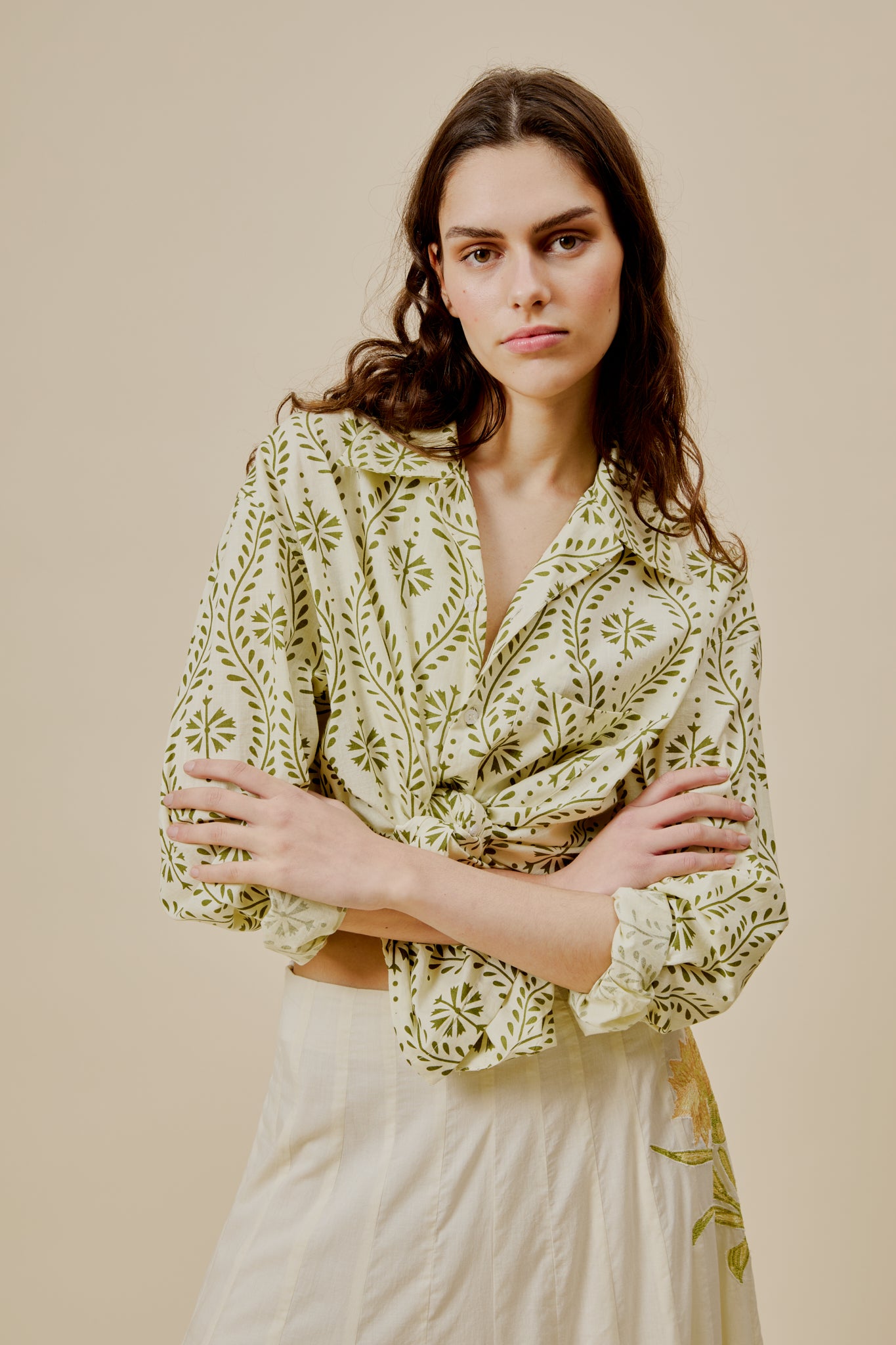 Harry Shirt Green Flower Swirl