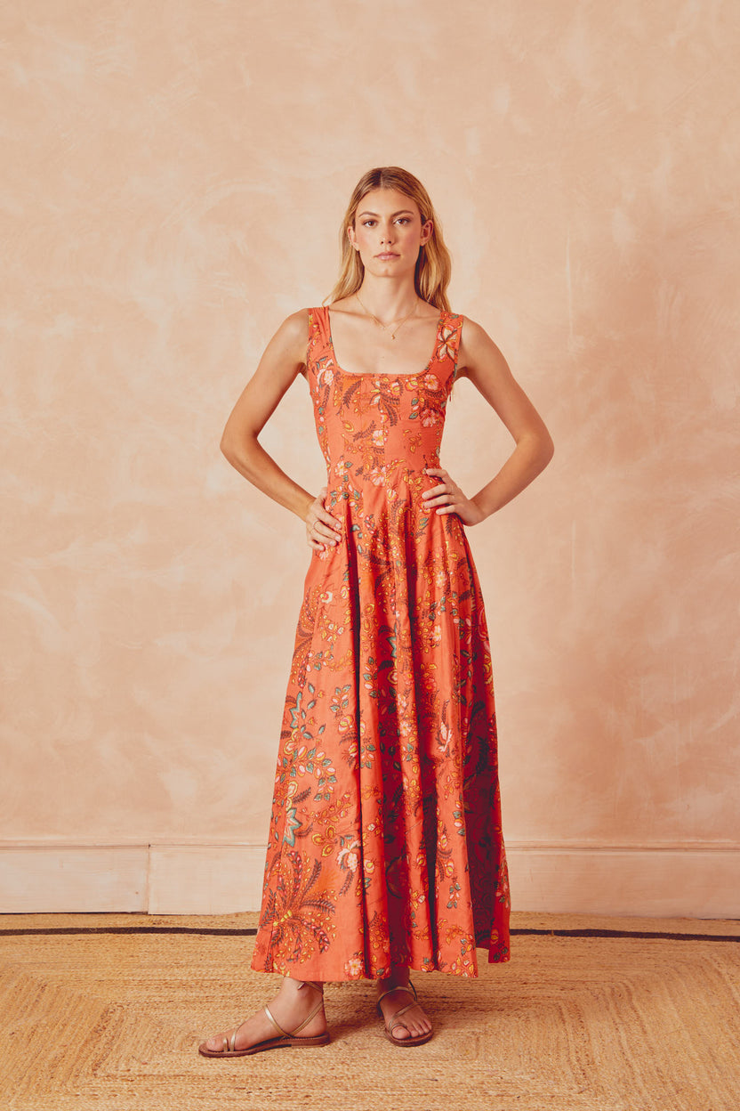 Audrey Dress Orange - Dahlia